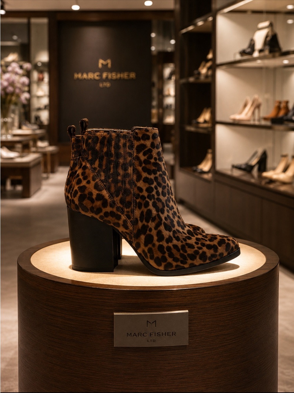 Marc Fisher Boot Alva Leopard Genuine Calf Hair Booties Boots NIB